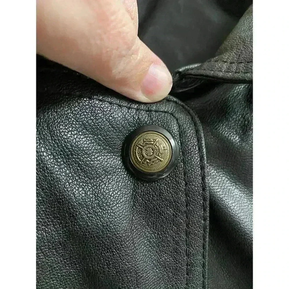 Vintage Real Leather Hooded Jacket Zip And Button Heavy Size M Pockets *Read* - Picture 2 of 16